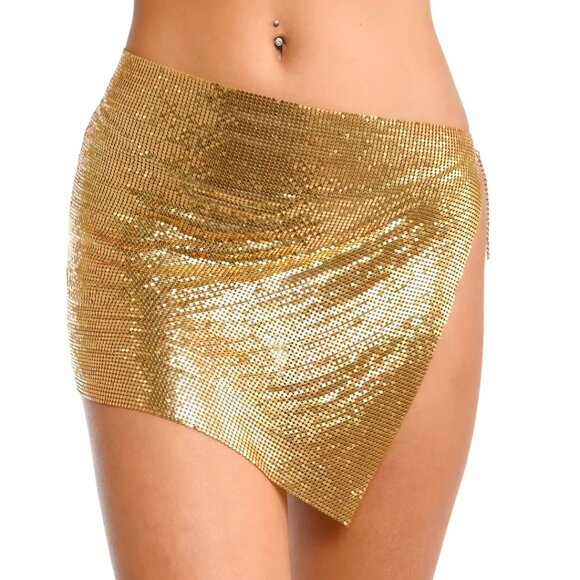 Lumi Shop Gold Sun Metallic Chainmail Skirt - Picture 1 of 4